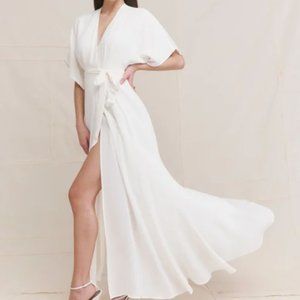 Reformation Winslow Wrap Bridesmaid Maxi Dress in White (Flawed)
